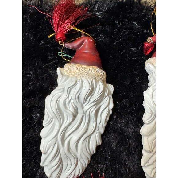 Vintage Handcrafted Santa Claus Ornament Set Of 5 With Red Hats & White Beards - Picture 11 of 12